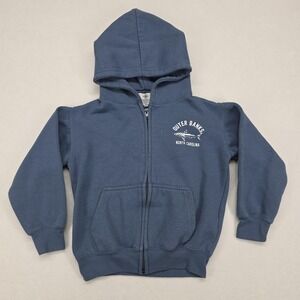 Outer Banks Authentic Hoodie Youth Small Blue Full‎ Zip Shark NC Graphic Fleece